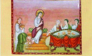 das historische Gemälde von Maria Magdalena bei der Fußwaschung